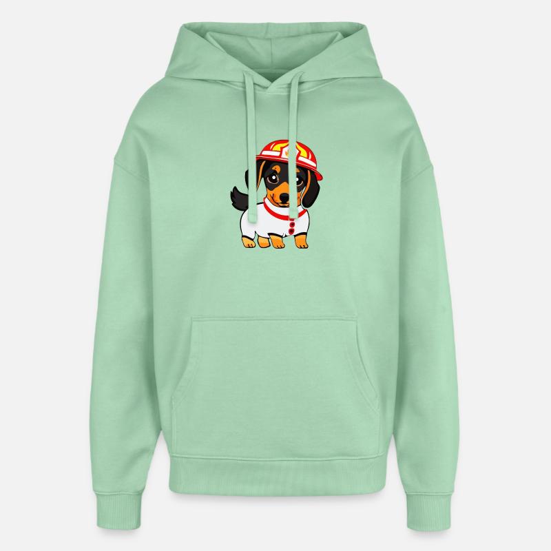 Dachshund en tant que pompier - Sweat à capuche unisexe Stanley/Stella Oversized - jade brumeux
