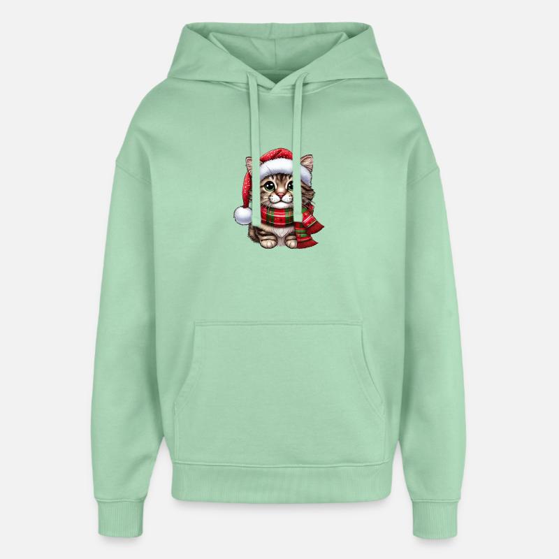 Chat Père Noël - Sweat à capuche unisexe Stanley/Stella Oversized - jade brumeux