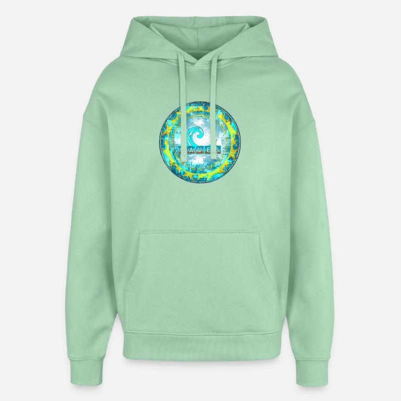 Motif abstrait de vagues - Sweat à capuche unisexe Stanley/Stella Oversized - jade brumeux
