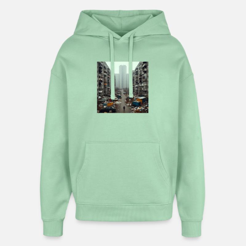 Décadence urbaine - Sweat à capuche unisexe Stanley/Stella Oversized - jade brumeux