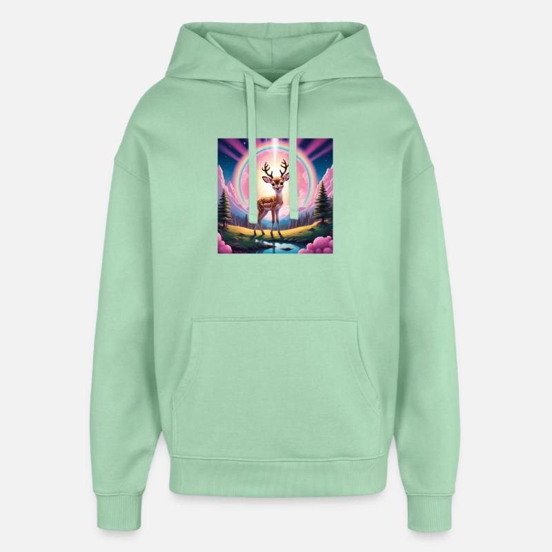 Cerf avec arc-en-ciel - Sweat à capuche unisexe Stanley/Stella Oversized - jade brumeux