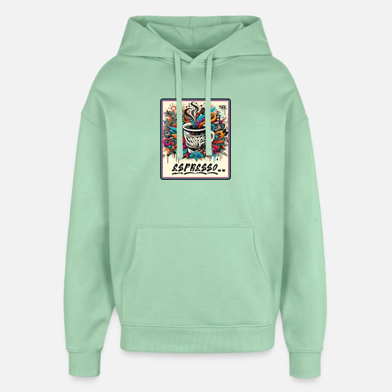 Espresso Graffiti - Sweat à capuche unisexe Stanley/Stella Oversized - jade brumeux