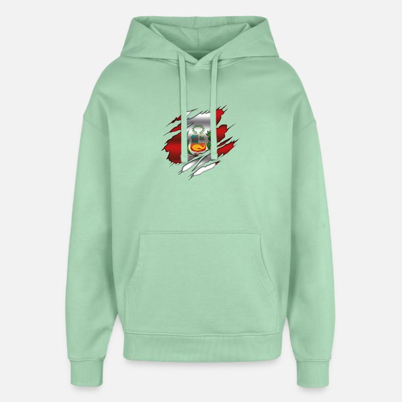 Drapeau du Pérou - Drapeau déchiré - Sweat à capuche unisexe Stanley/Stella Oversized - jade brumeux