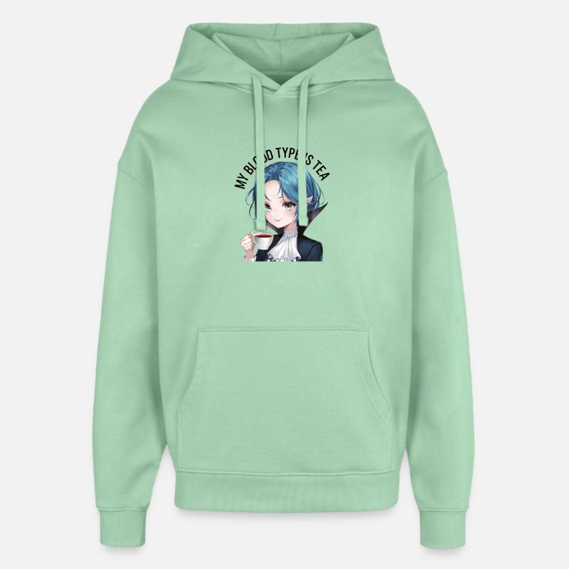 Mon groupe sanguin est thé - Sweat à capuche unisexe Stanley/Stella Oversized - jade brumeux