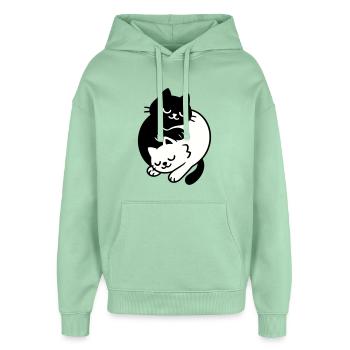 Ying-Yang Cats #2 - Oversized Unisex Hoodie von Stanley/Stella - Nebeljade - Vorne - AI Model Female 172 light (172cm) & AI Model Male 185 light (185cm)