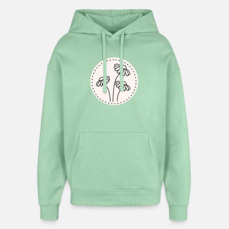 Gänseblümchen Line Art – Blumen Motiv Kreis - Oversized Unisex Hoodie von Stanley/Stella - Nebeljade