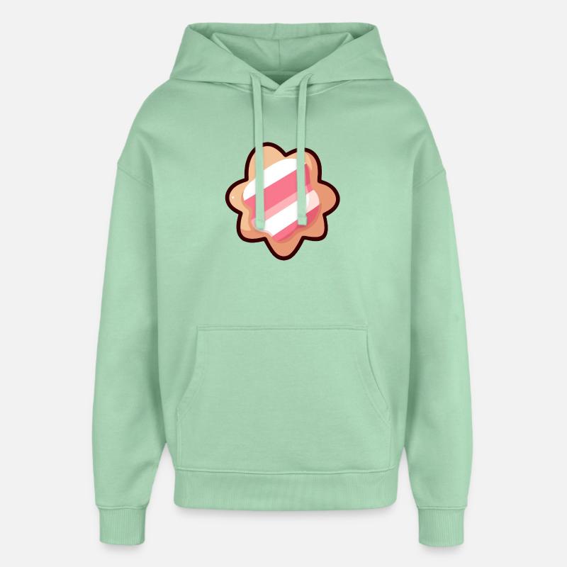 Emblème de biscuit rayé rose - Sweat à capuche unisexe Stanley/Stella Oversized - jade brumeux