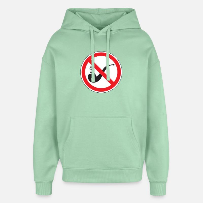 Panneau Interdiction de Fumer Pipe, Signalisation  - Sweat à capuche unisexe Stanley/Stella Oversized - jade brumeux