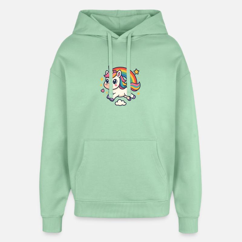 Kunterbuntes Einhorn Regenbogen - Oversized Unisex Hoodie von Stanley/Stella - Nebeljade