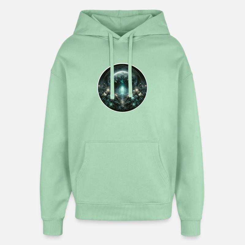 Forêt lunaire circulaire - Sweat à capuche unisexe Stanley/Stella Oversized - jade brumeux