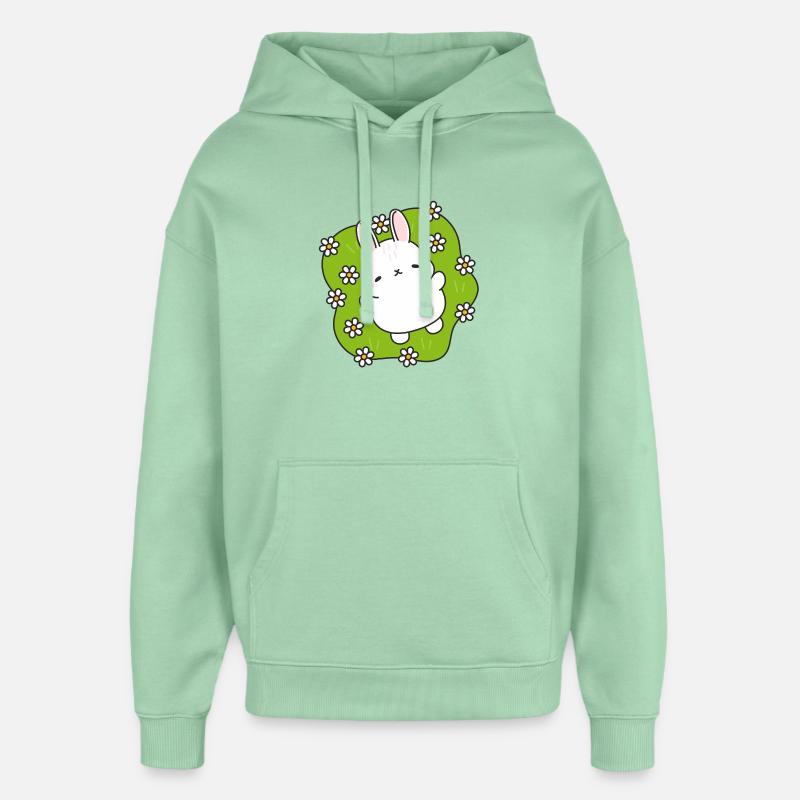 Lapin mignon au jardin fleuri - Sweat à capuche unisexe Stanley/Stella Oversized - jade brumeux