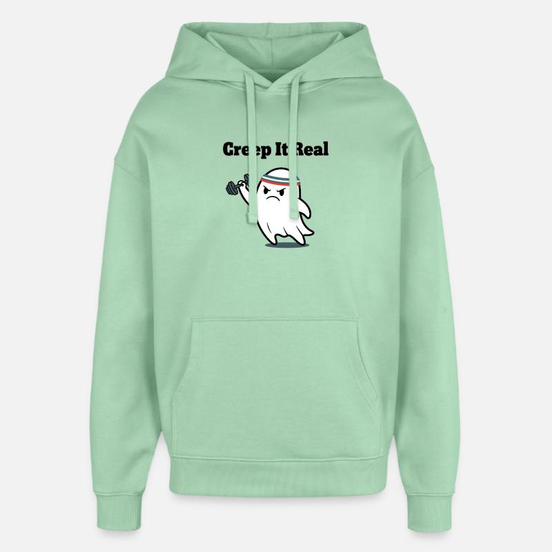Creep It Real Ghost Workout - Oversized Unisex Hoodie by Stanley/Stella - misty jade