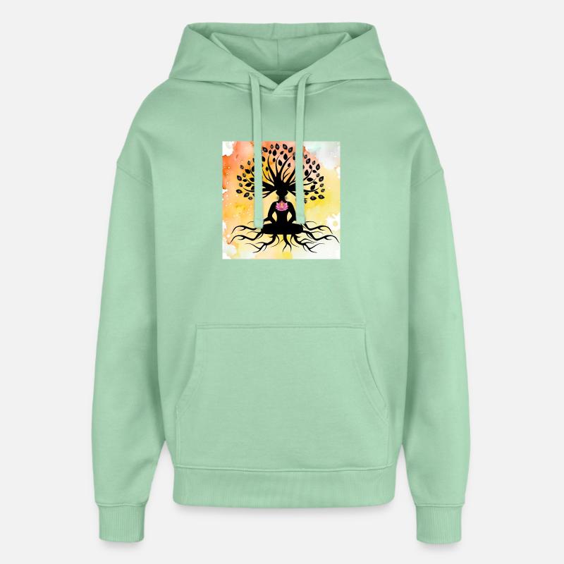 Arbre de vie lotus bouddha - Sweat à capuche unisexe Stanley/Stella Oversized - jade brumeux