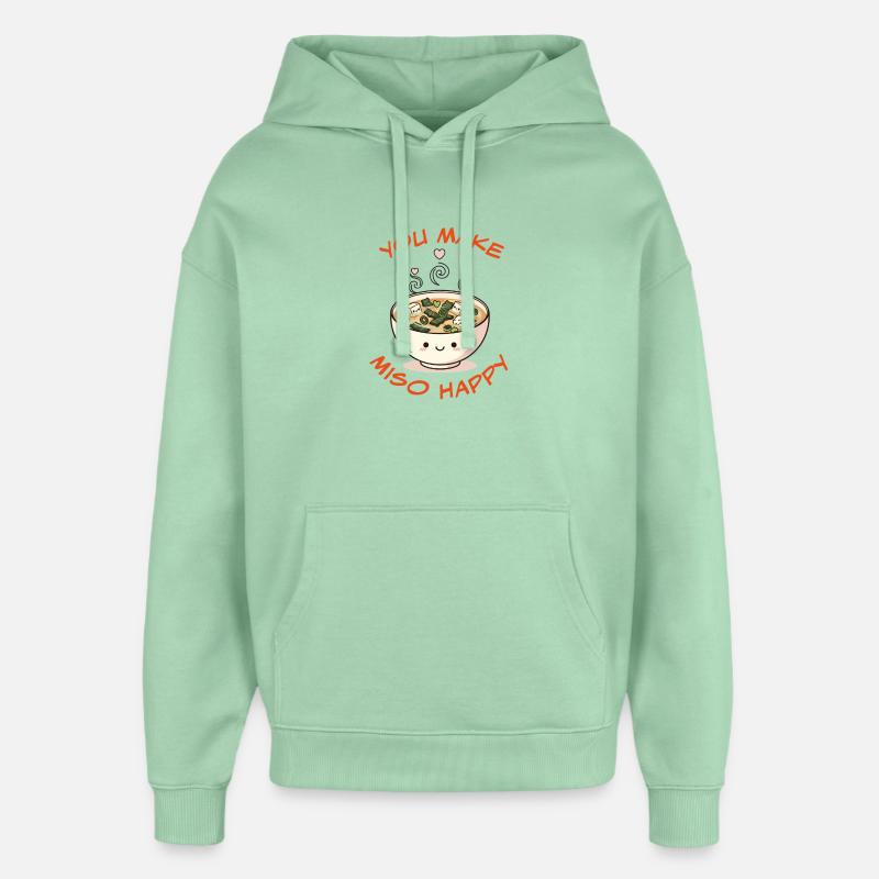 Dessin animé Miso Lucky Bowl - Sweat à capuche unisexe Stanley/Stella Oversized - jade brumeux