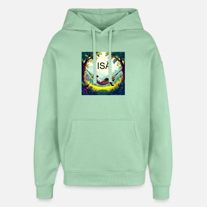 Papa dans un hamac - Sweat à capuche unisexe Stanley/Stella Oversized - jade brumeux