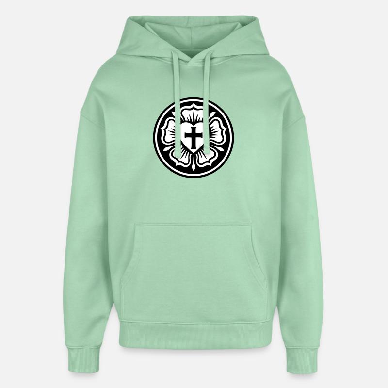 Rose luthérienne - Sweat à capuche unisexe Stanley/Stella Oversized - jade brumeux