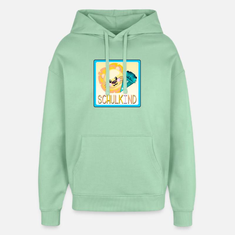 ÉCOLIER 2026 Cône d’école Lion - Sweat à capuche unisexe Stanley/Stella Oversized - jade brumeux