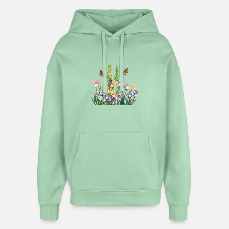 Dans le jardin des papillons - Sweat à capuche unisexe Stanley/Stella Oversized - jade brumeux