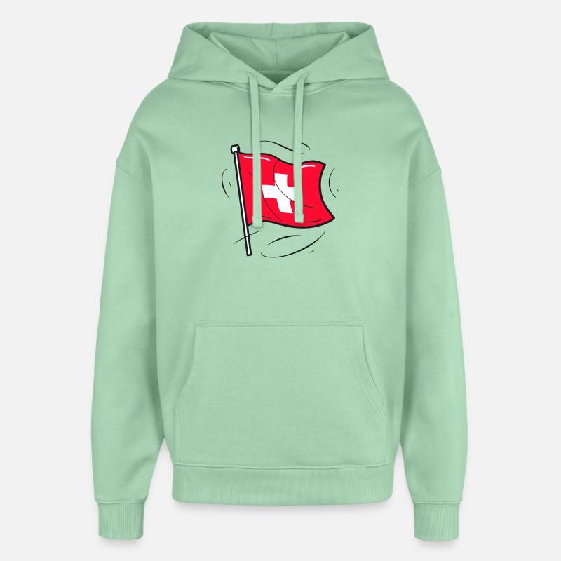 Drapeau suisse Patriot Design - Sweat à capuche unisexe Stanley/Stella Oversized - jade brumeux