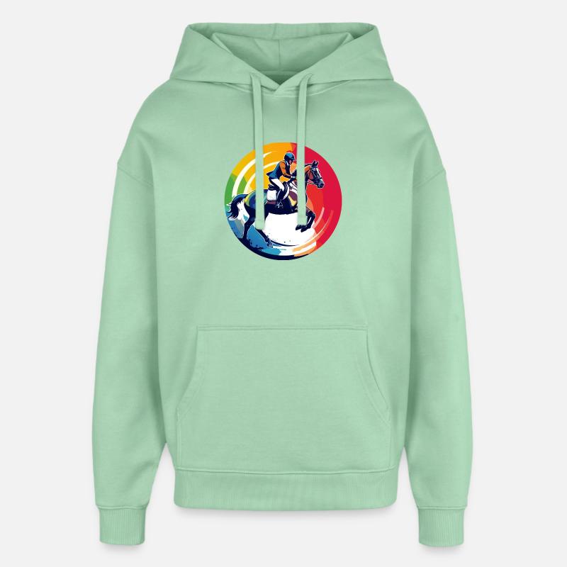 Regenbogen Springpferd Pferd Springreiten Motiv - Oversized Unisex Hoodie von Stanley/Stella - Nebeljade