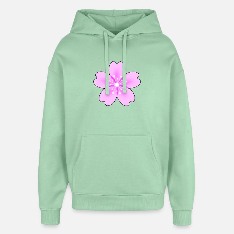 Fleur rose avec des rayons néon - Sweat à capuche unisexe Stanley/Stella Oversized - jade brumeux
