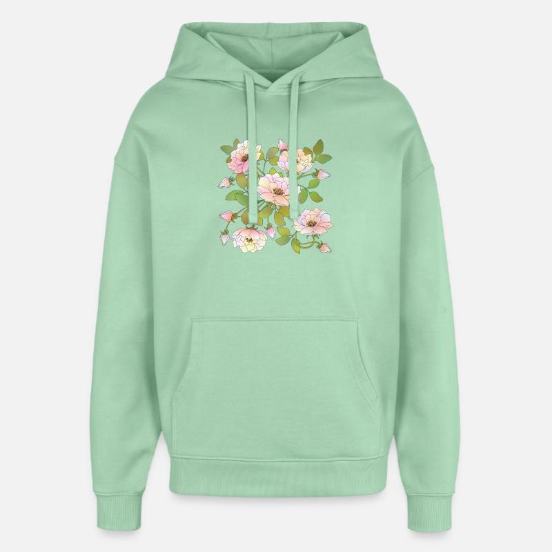 Fleur - Sweat à capuche unisexe Stanley/Stella Oversized - jade brumeux