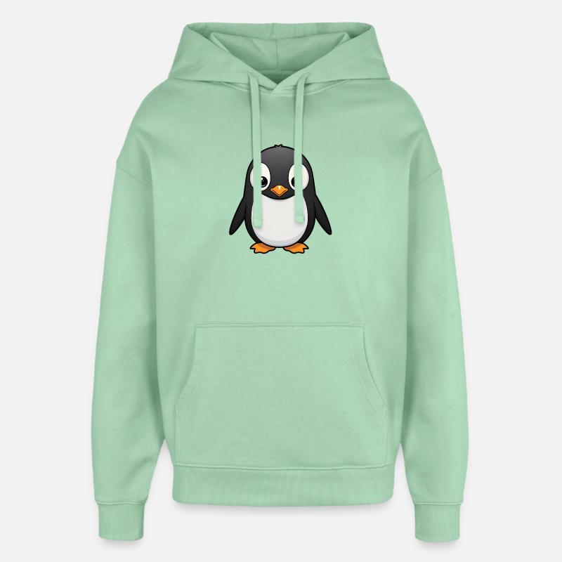 Dessin animé de pingouin câlin mignon - Sweat à capuche unisexe Stanley/Stella Oversized - jade brumeux