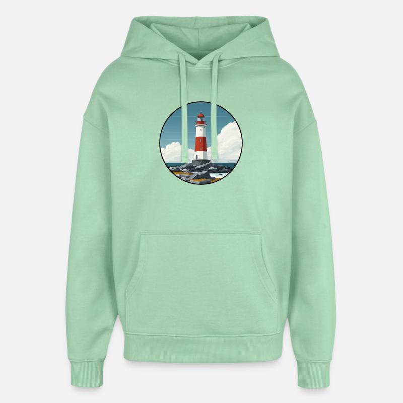 Phare breton sur la côte rocheuse - Sweat à capuche unisexe Stanley/Stella Oversized - jade brumeux
