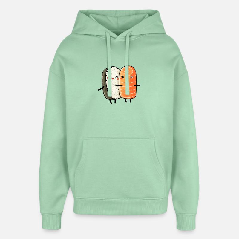 Sushi mignon style manga kawaii - Sweat à capuche unisexe Stanley/Stella Oversized - jade brumeux