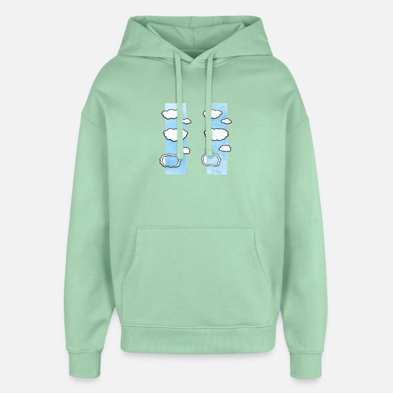 Cloud Columns on Sky Strips - Oversized Unisex Hoodie by Stanley/Stella - misty jade