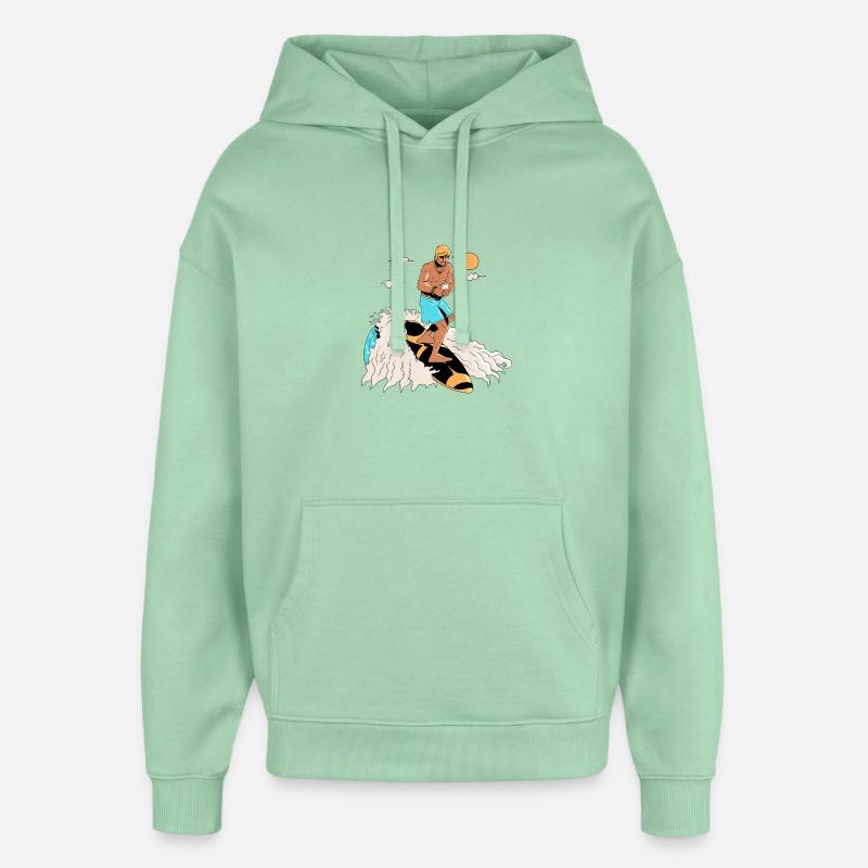Surfeur et smartphone - Sweat à capuche unisexe Stanley/Stella Oversized - jade brumeux