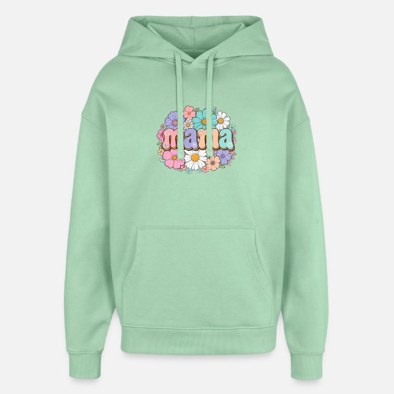Fleurs de maman rétro - Sweat à capuche unisexe Stanley/Stella Oversized - jade brumeux