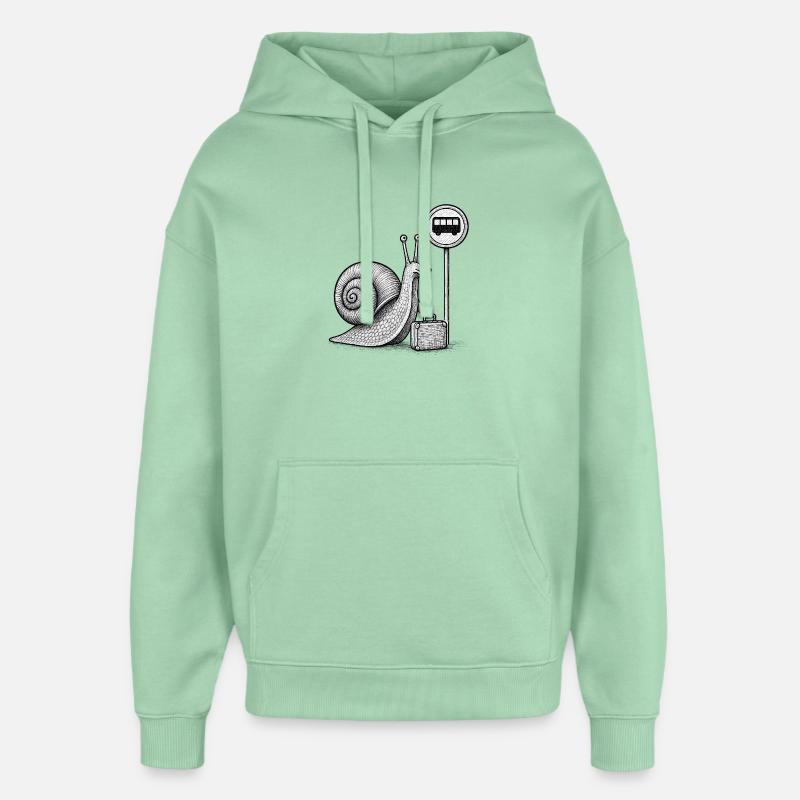 Un escargot en route - Sweat à capuche unisexe Stanley/Stella Oversized - jade brumeux