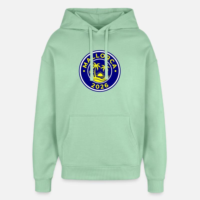 Palmiers de Majorque 2026 - Sweat à capuche unisexe Stanley/Stella Oversized - jade brumeux