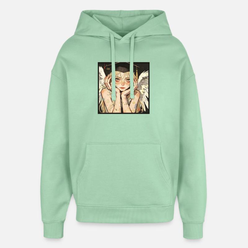 Diplômé Ange Ailé - Sweat à capuche unisexe Stanley/Stella Oversized - jade brumeux
