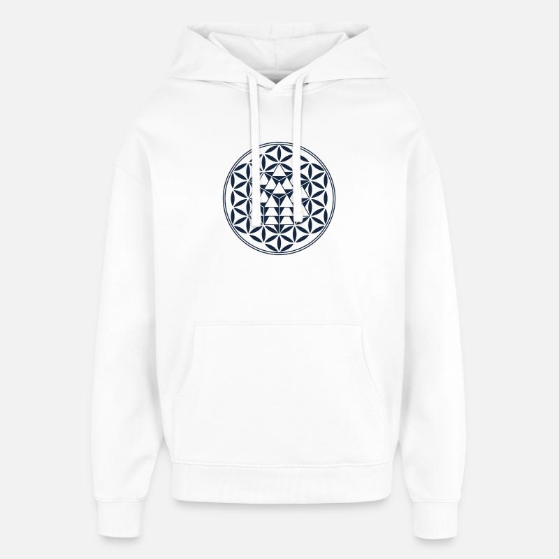 Equilibre vectoriel, géométrie sacrée - Sweat à capuche unisexe Stanley/Stella Oversized - blanc