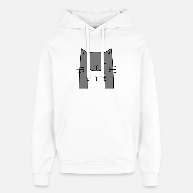 deux chats - grand et petit chat - Sweat à capuche unisexe Stanley/Stella Oversized - blanc