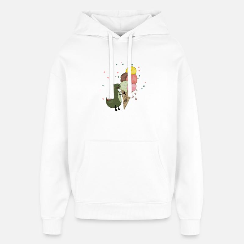 Dino mit Eis - Oversized Unisex Hoodie von Stanley/Stella - Weiß