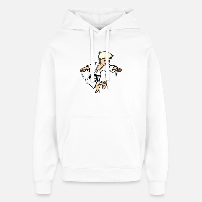 Karatekind oder Judokind mit schwarzem Gürtel - Oversized Unisex Hoodie von Stanley/Stella - Weiß