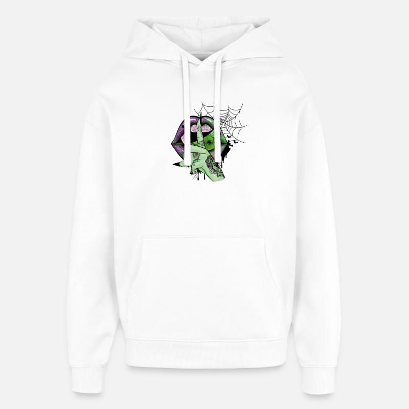 Lèvres de vampire vert - Sweat à capuche unisexe Stanley/Stella Oversized - blanc