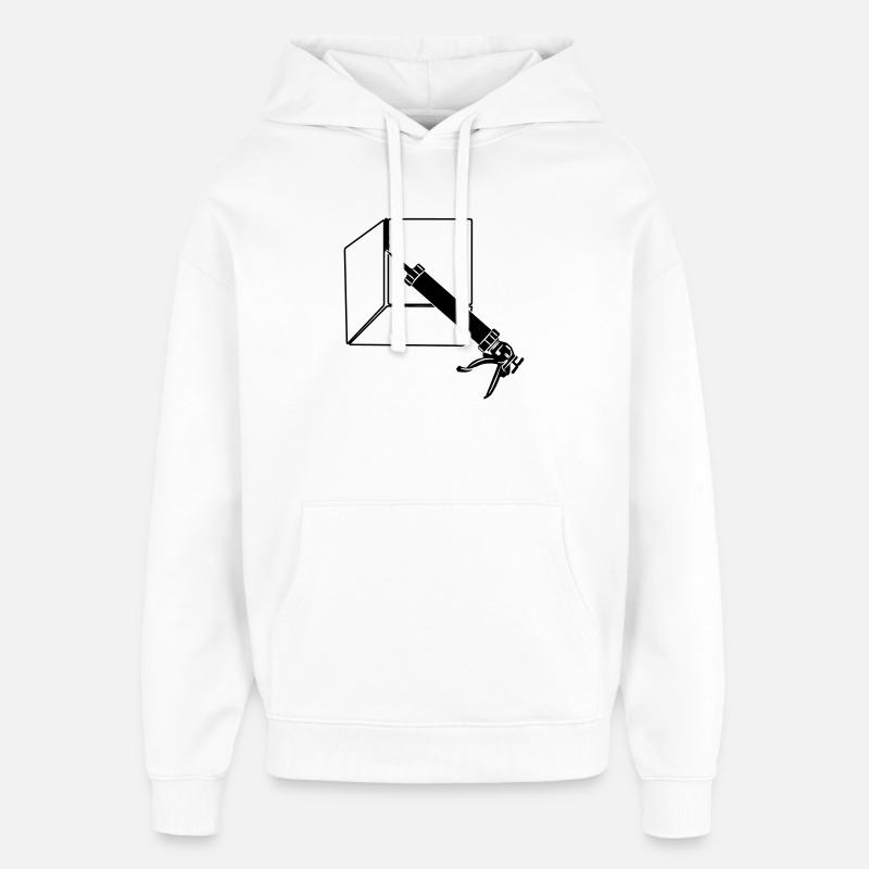 Calfeutrage pulvérisateur avec carreaux - Sweat à capuche unisexe Stanley/Stella Oversized - blanc