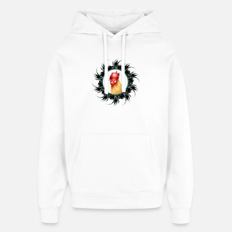 Magnifique coq en plumes - Sweat à capuche unisexe Stanley/Stella Oversized - blanc