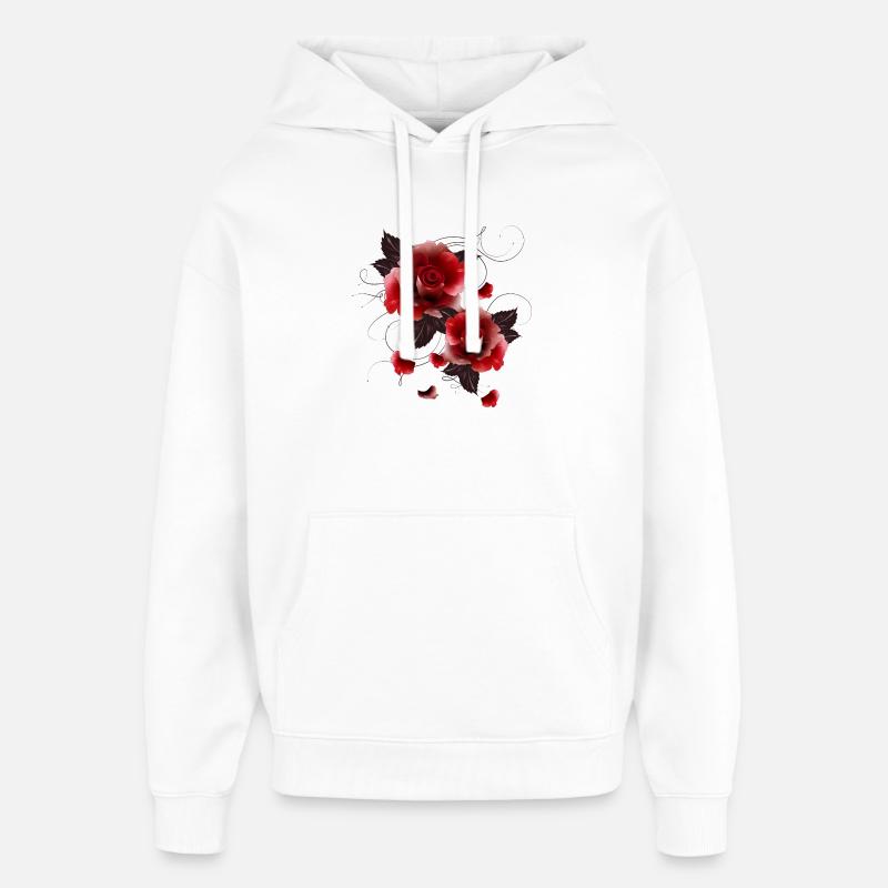 Deux belles roses rouges fascinantes - Sweat à capuche unisexe Stanley/Stella Oversized - blanc