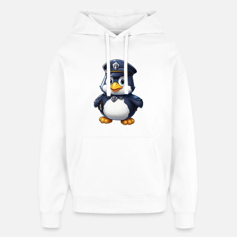 Policier pingouin - Sweat à capuche unisexe Stanley/Stella Oversized - blanc