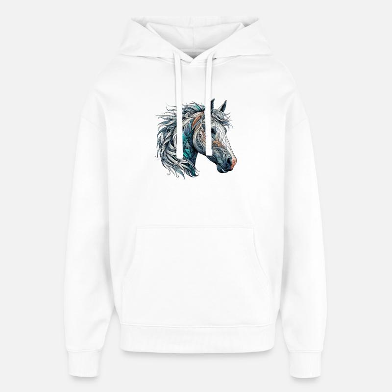 Cheval - Sweat à capuche unisexe Stanley/Stella Oversized - blanc