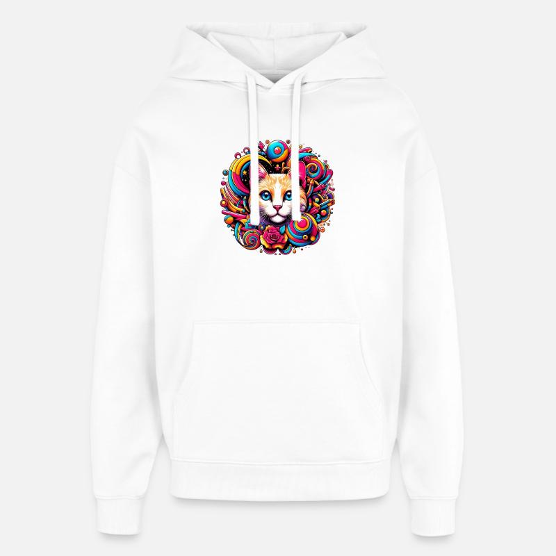 Chat - Sweat à capuche unisexe Stanley/Stella Oversized - blanc