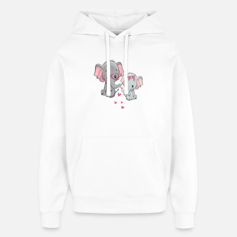 Éléphants amoureux - Sweat à capuche unisexe Stanley/Stella Oversized - blanc