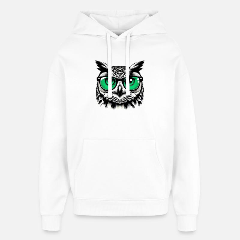 Hibou avec des lunettes - Sweat à capuche unisexe Stanley/Stella Oversized - blanc