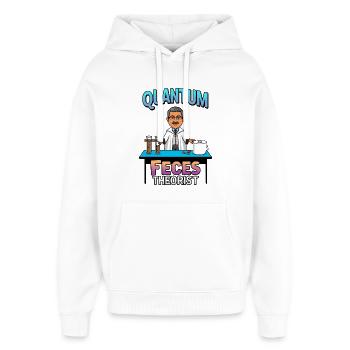 Quantum fecal theorists - Oversized Unisex Hoodie by Stanley/Stella - white - Front - AI Model Female 172 light (172cm) & AI Model Male 185 light (185cm)