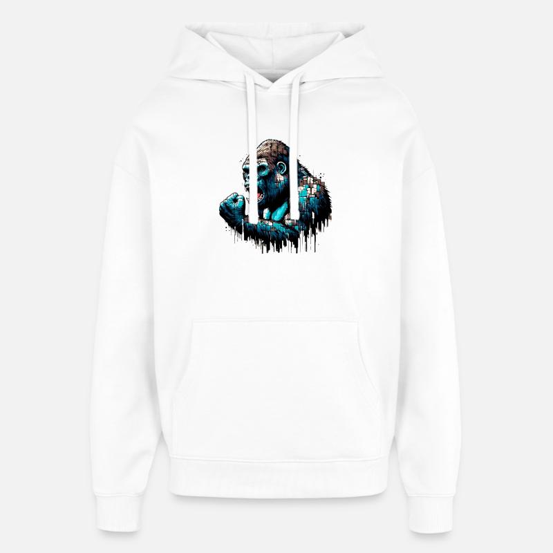 Gorille - Sweat à capuche unisexe Stanley/Stella Oversized - blanc